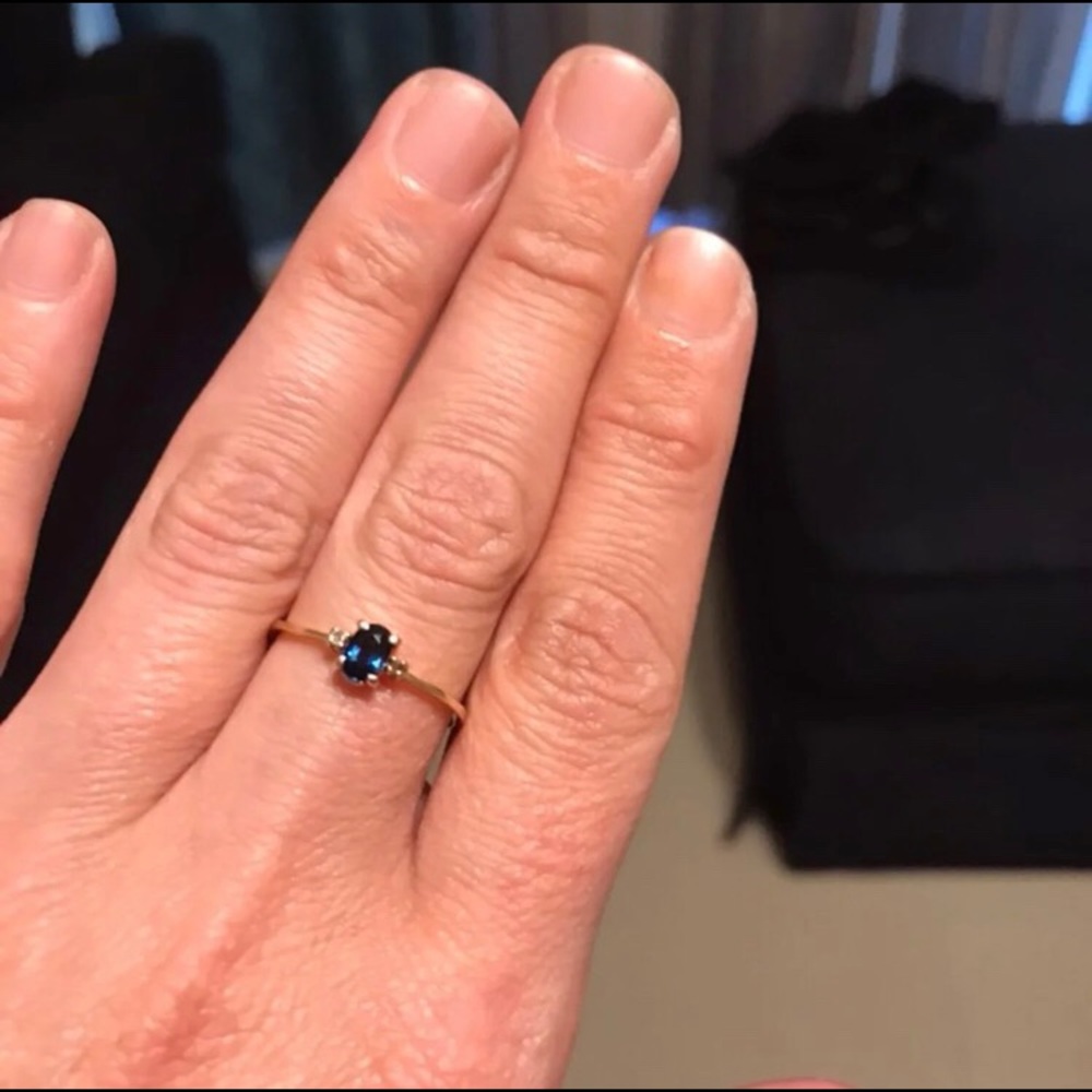 Genuine Sapphire Diamond 10k Plum Ring